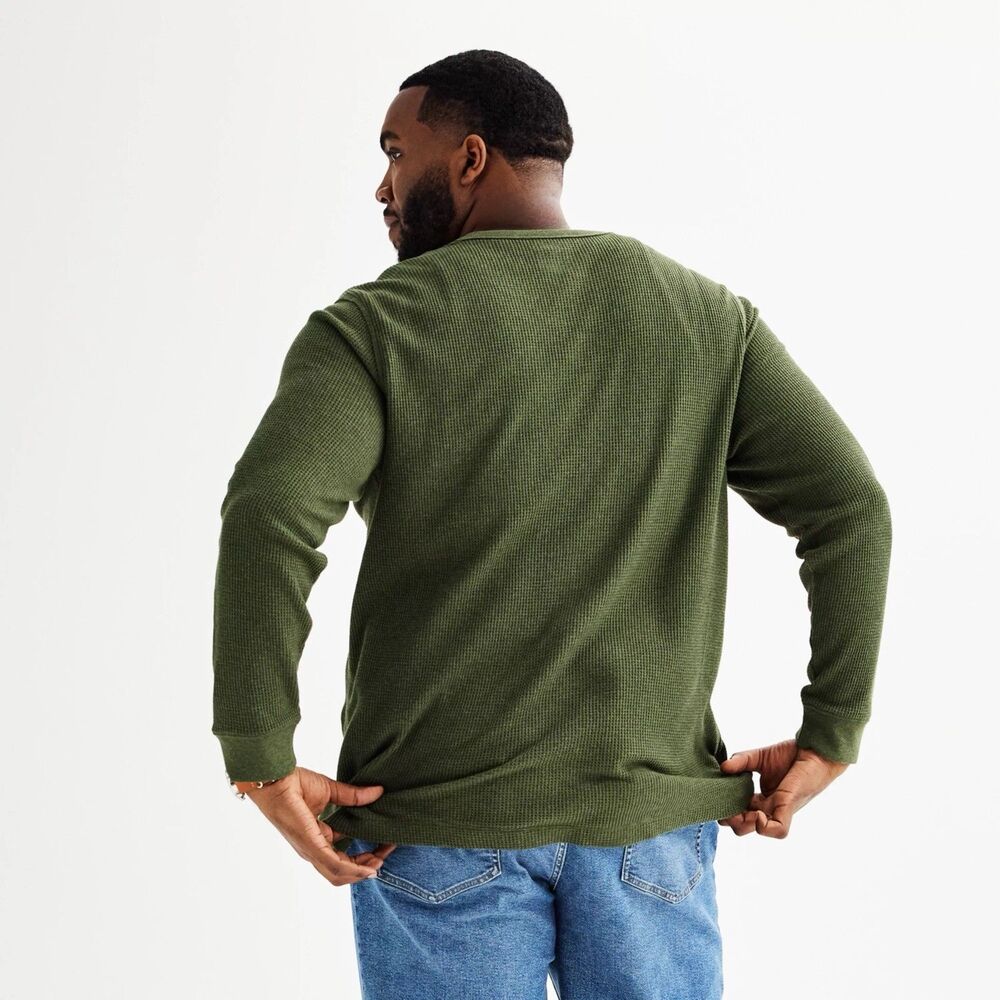 Sonoma Goods For Life Tee Size Medium Green Thermal Long Sleeve Essential Men’s